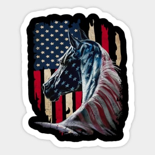 Horse American Flag Sticker